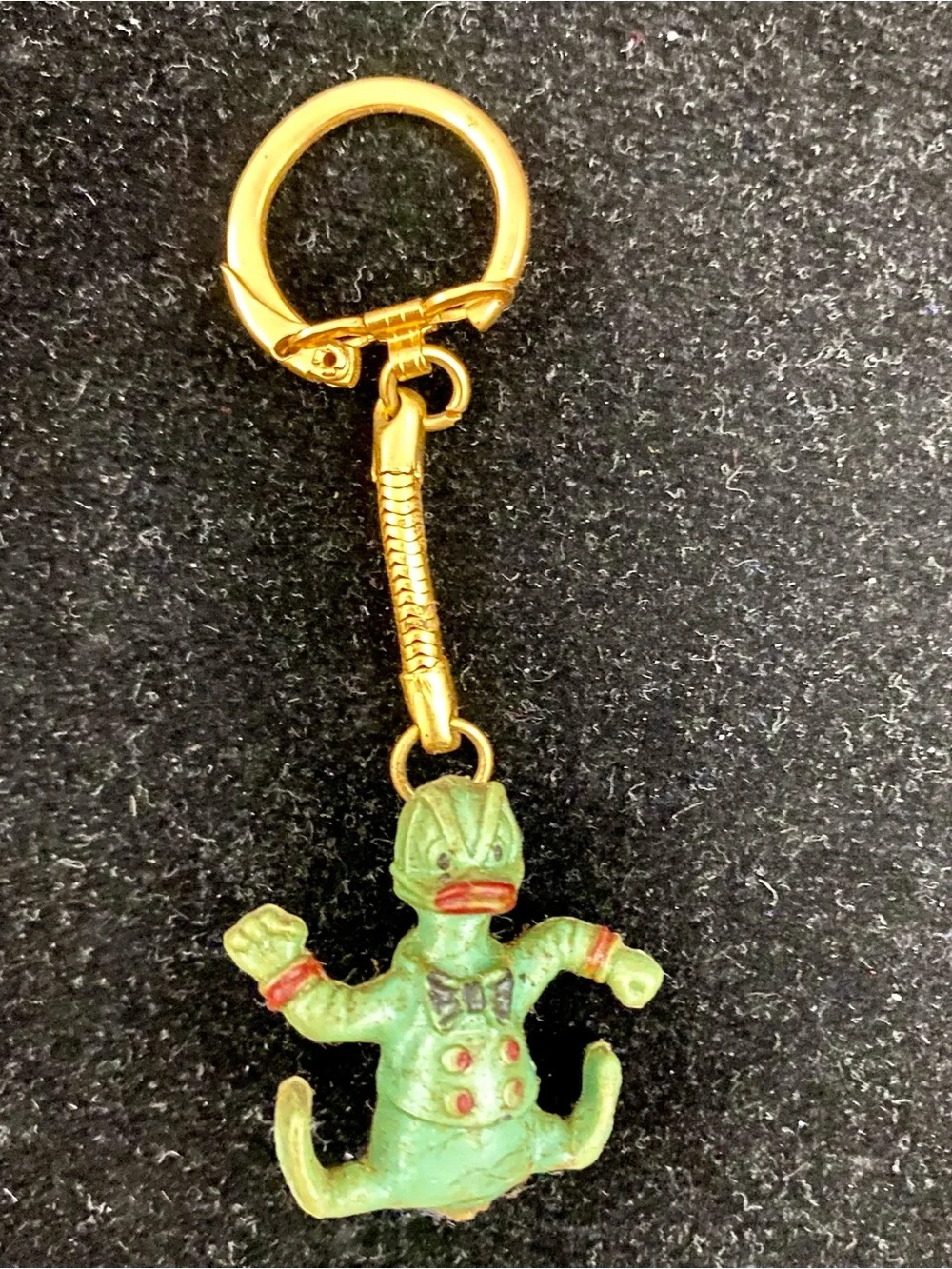 Rare 60s Vintage Walt Disney Production Donald Duck Green Monochromatic Keychain